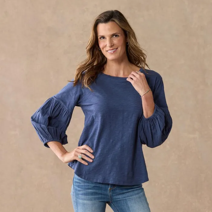 Women Lilly Tee Navy Sundance Catalog Tops