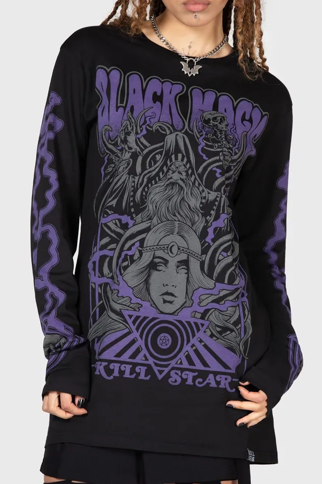 Women Long Sleeves Killstar Blac Magick Long Sleeve Top