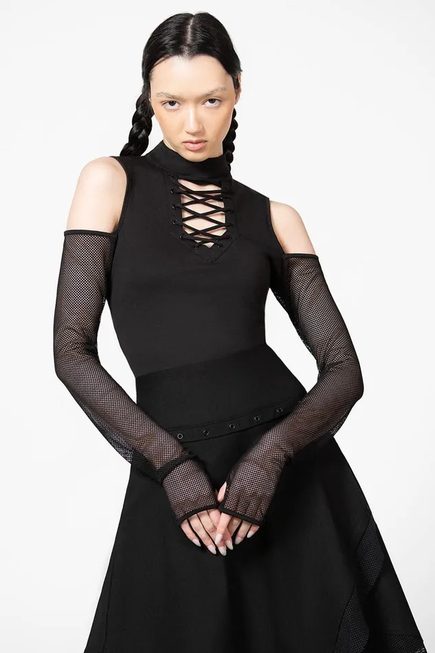 Women Long Sleeves Killstar Dark Half Long Sleeve Top