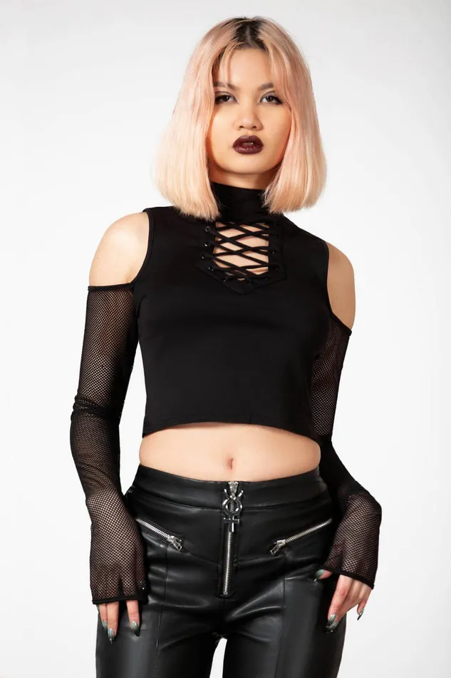 Women Long Sleeves Killstar Dark Half Long Sleeve Top