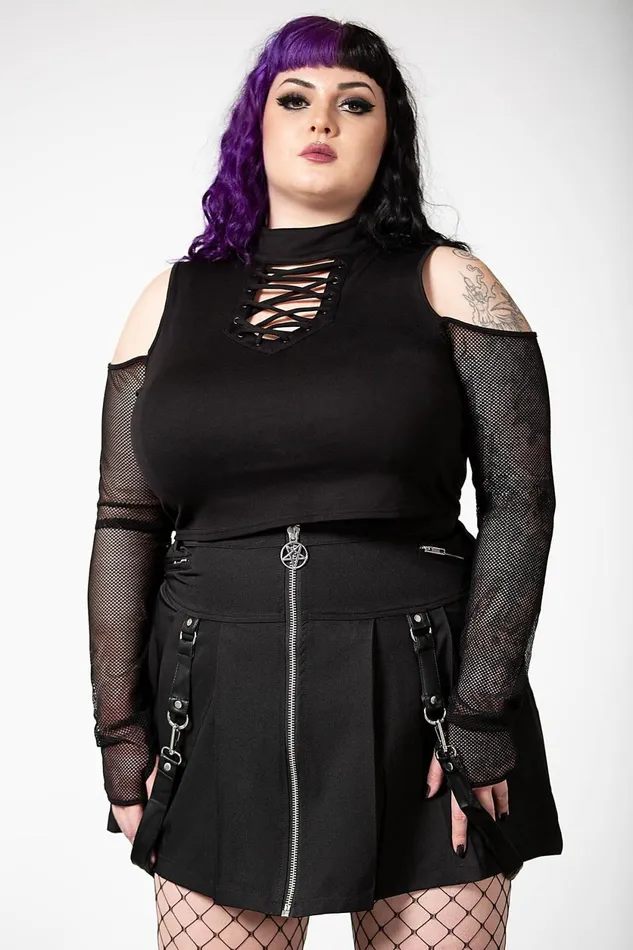 Women Long Sleeves Killstar Dark Half Long Sleeve Top
