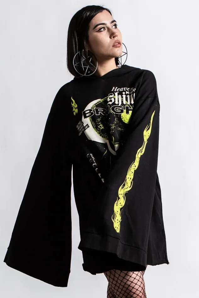 Women Long Sleeves Killstar Shine Bright Oversized Hood Top