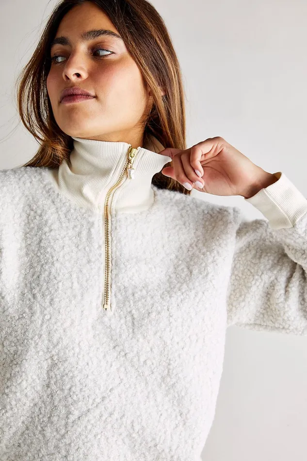 Women Loungewear Free People Curly Half Zip Pullover Cream
