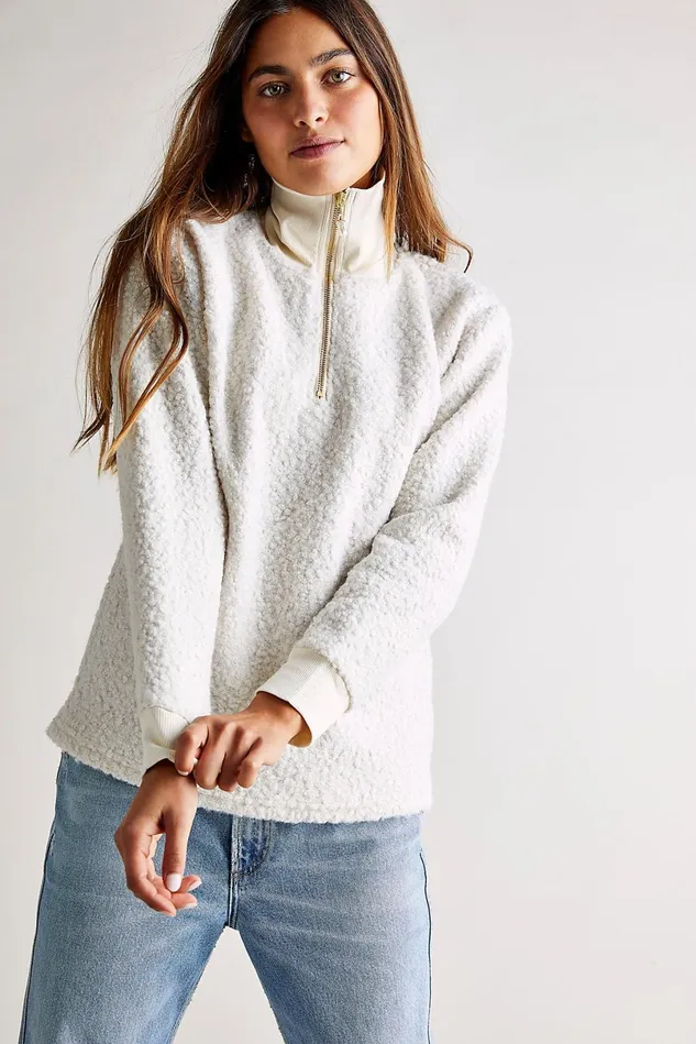 Women Loungewear Free People Curly Half Zip Pullover Cream