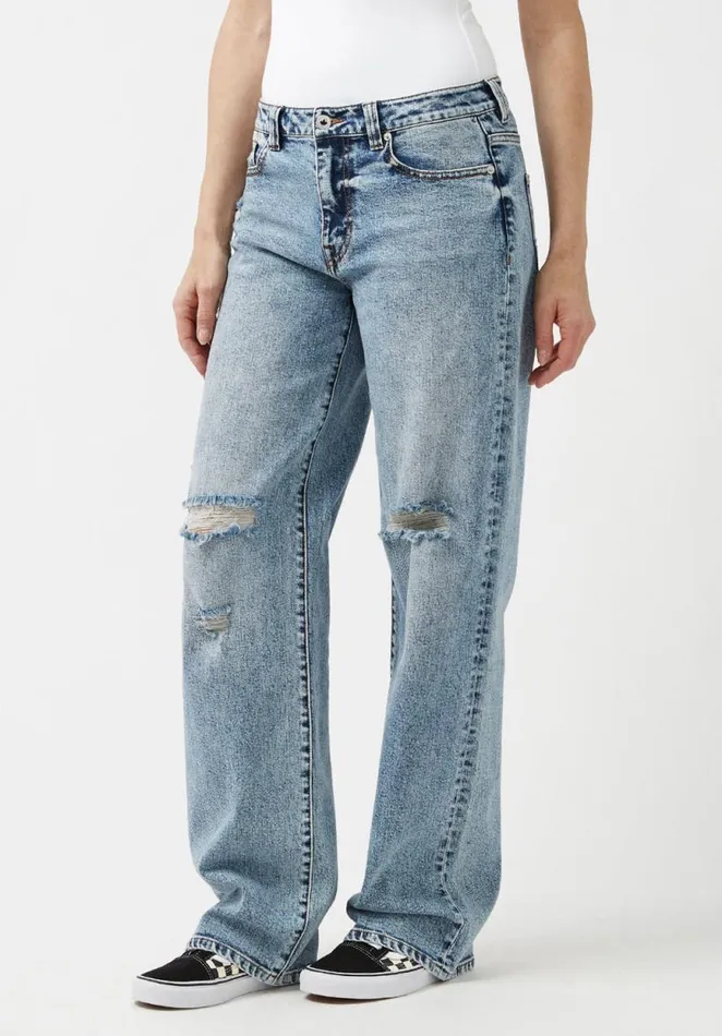 Women Low and Loose Gwen Sanded Jeans Indigo Buffalo David Bitton Wide and Balloon Leg