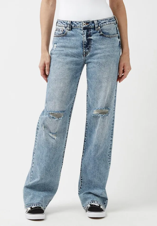 Women Low and Loose Gwen Sanded Jeans Indigo Buffalo David Bitton Wide and Balloon Leg