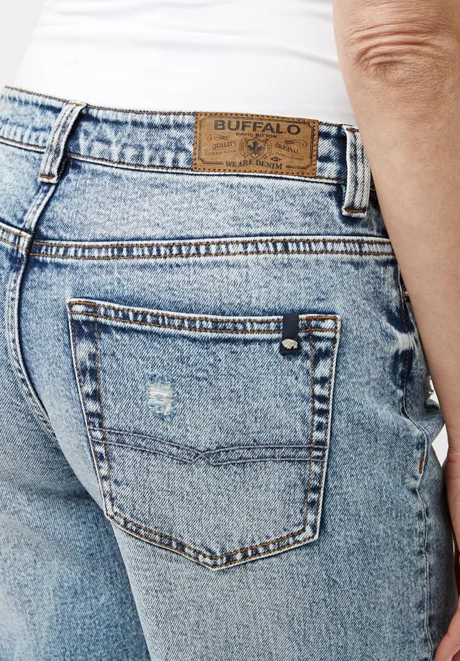 Women Low and Loose Gwen Sanded Jeans Indigo Buffalo David Bitton Wide and Balloon Leg