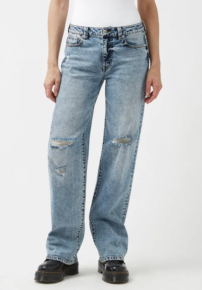Women Low and Loose Gwen Sanded Jeans Indigo Buffalo David Bitton Wide and Balloon Leg