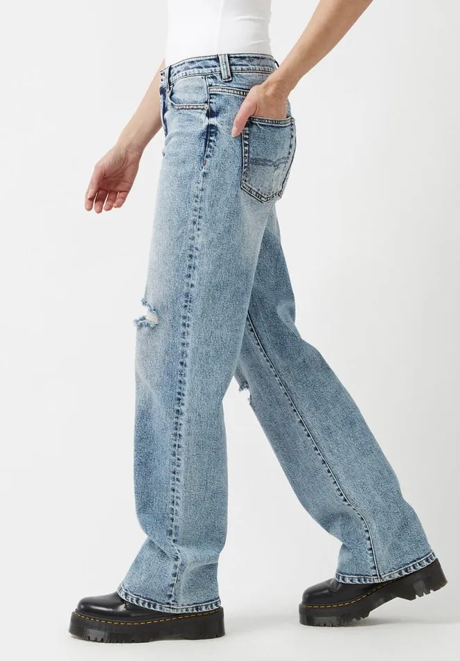 Women Low and Loose Gwen Sanded Jeans Indigo Buffalo David Bitton Wide and Balloon Leg