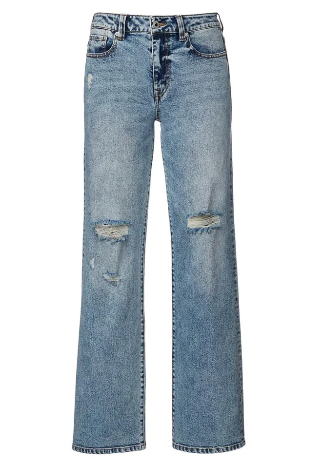 Women Low and Loose Gwen Sanded Jeans Indigo Buffalo David Bitton Wide and Balloon Leg