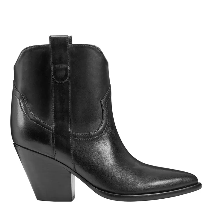 Women Marlie Western Bootie Black Leather Marc Fisher Boots and Booties