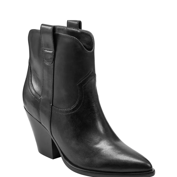 Women Marlie Western Bootie Black Leather Marc Fisher Boots and Booties