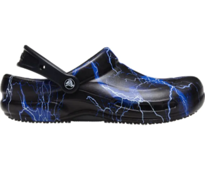 WomenMen Bistro Graphic Clog Black Lightning Bolts Crocs Clogs