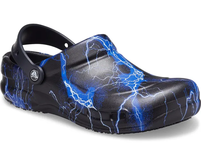 WomenMen Bistro Graphic Clog Black Lightning Bolts Crocs Clogs