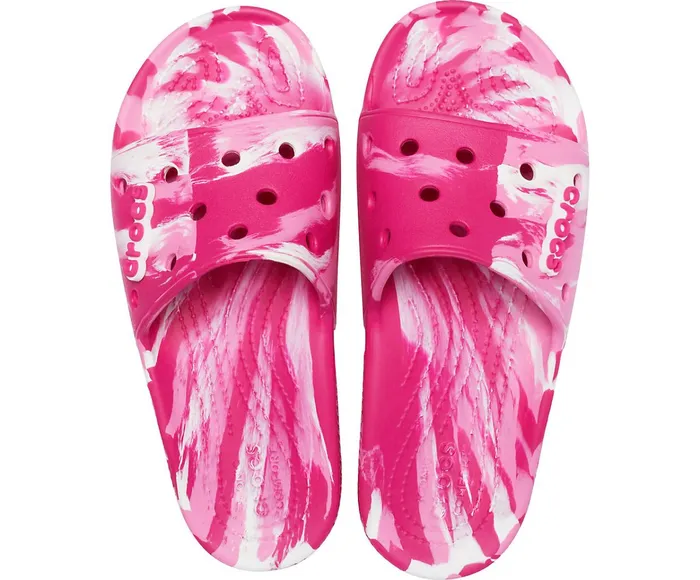 WomenMen Classic Crocs Marbled Slide Candy Pink Pink Lemonade Crocs Sandals