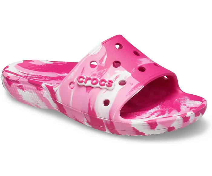 WomenMen Classic Crocs Marbled Slide Candy Pink Pink Lemonade Crocs Sandals