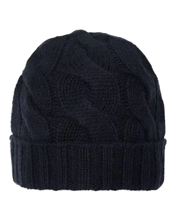 WomenMen Unisex Chunky Cable Cashmere HatIn Navy Blue Navy Blue NPeal Hats