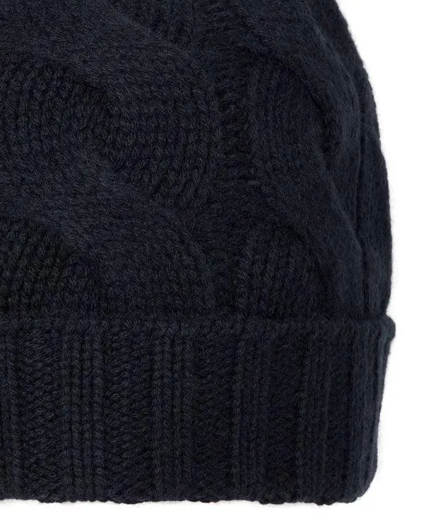 WomenMen Unisex Chunky Cable Cashmere HatIn Navy Blue Navy Blue NPeal Hats