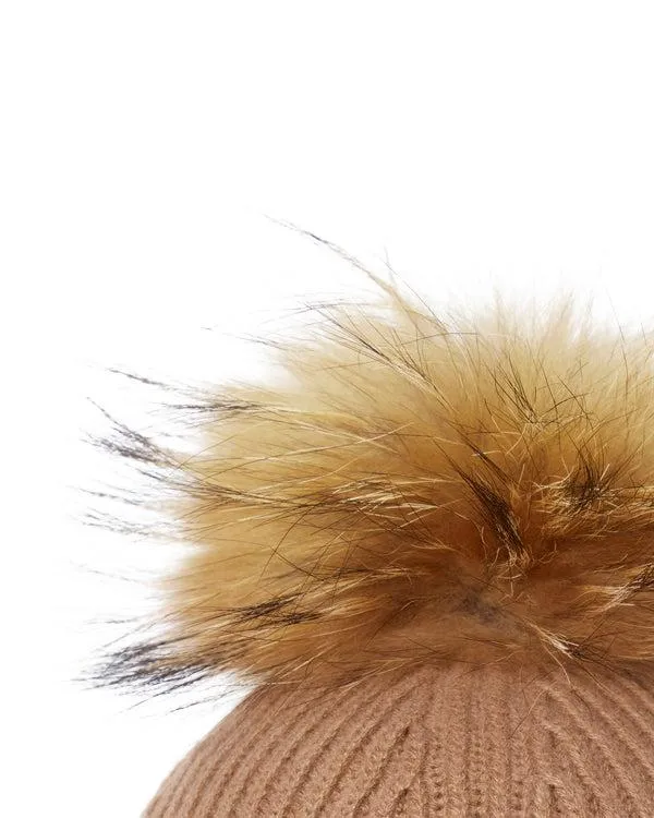 WomenMen Unisex Ribbed Cashmere Hat With Detachable PomIn Dark Camel Brown Dark Camel Brown NPeal Hats