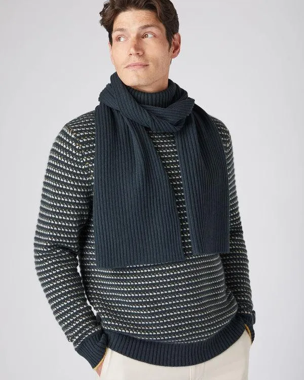 WomenMen Unisex Short Ribbed Cashmere ScarfIn Grigio Blue Grigio Blue NPeal Cashmere Scarves