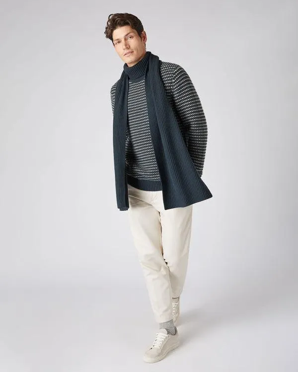 WomenMen Unisex Short Ribbed Cashmere ScarfIn Grigio Blue Grigio Blue NPeal Cashmere Scarves