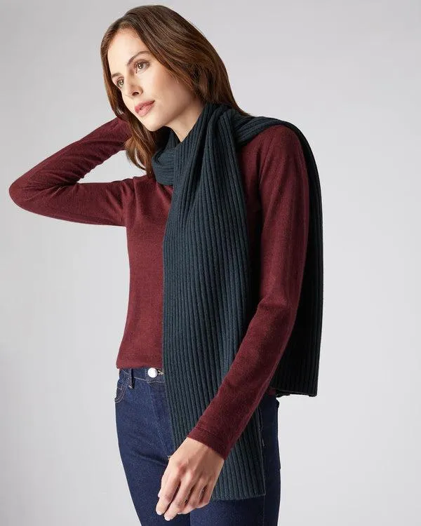 WomenMen Unisex Short Ribbed Cashmere ScarfIn Grigio Blue Grigio Blue NPeal Cashmere Scarves
