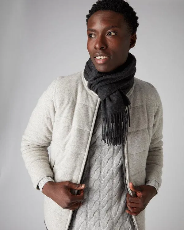 WomenMen Unisex Woven Cashmere ScarfIn Dark Charcoal Grey Dark Charcoal Grey NPeal Cashmere Scarves