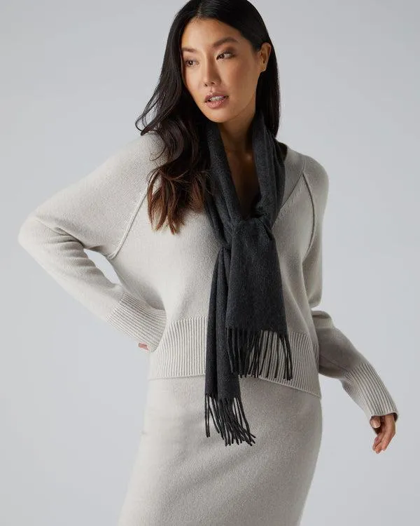 WomenMen Unisex Woven Cashmere ScarfIn Dark Charcoal Grey Dark Charcoal Grey NPeal Cashmere Scarves