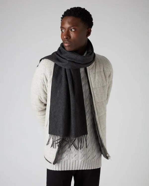 WomenMen Unisex Woven Cashmere ScarfIn Dark Charcoal Grey Dark Charcoal Grey NPeal Cashmere Scarves