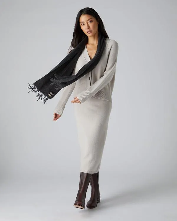 WomenMen Unisex Woven Cashmere ScarfIn Dark Charcoal Grey Dark Charcoal Grey NPeal Cashmere Scarves