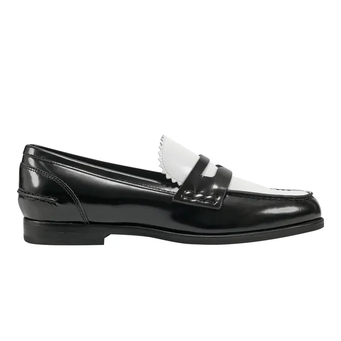 Women Milton Loafer Blackwhite Leather Marc Fisher Loafers and Flats
