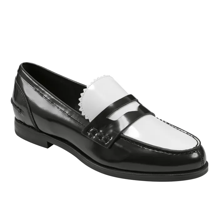 Women Milton Loafer Blackwhite Leather Marc Fisher Loafers and Flats