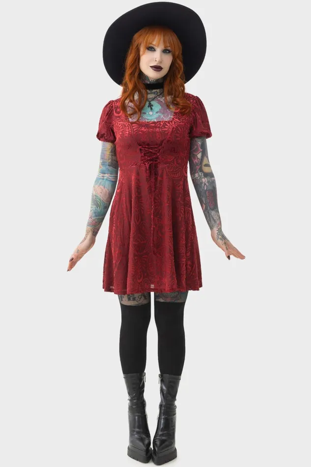 Women Mini Killstar Lepidoptera Skater Dress