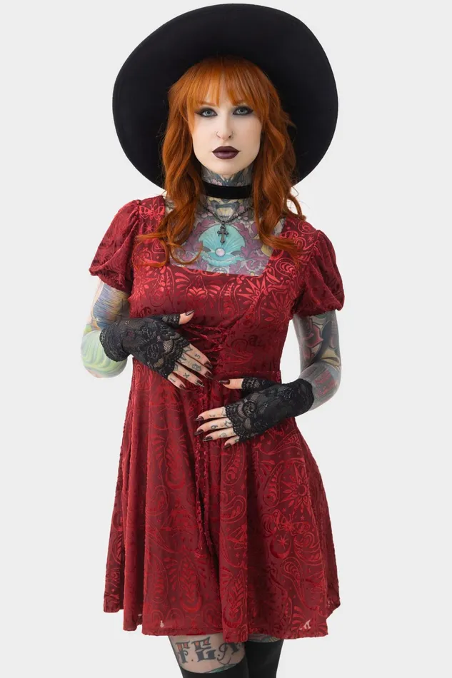 Women Mini Killstar Lepidoptera Skater Dress