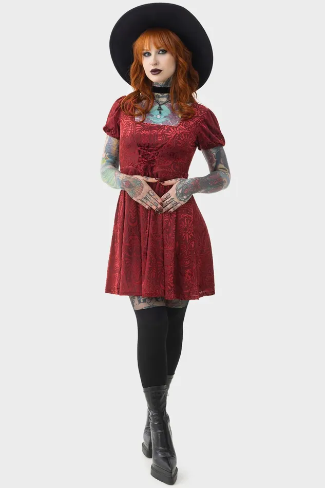 Women Mini Killstar Lepidoptera Skater Dress