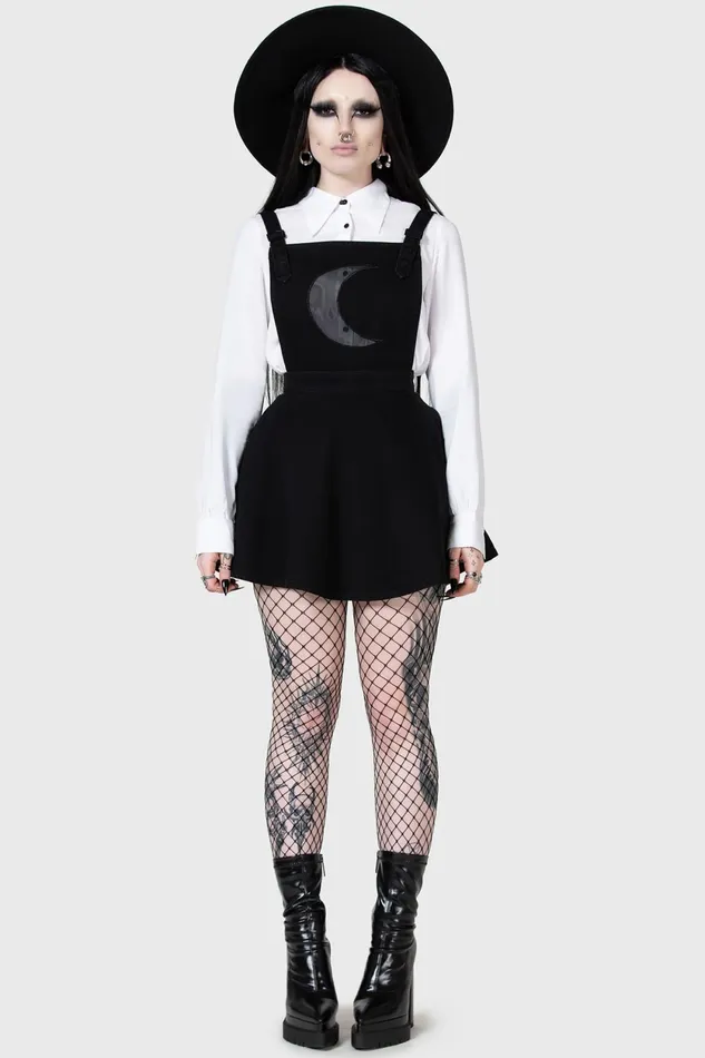 Women Mini Killstar Luna Orb Pinafore Dress