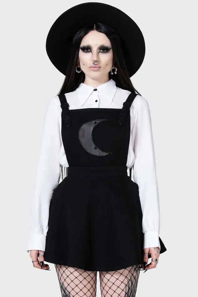 Women Mini Killstar Luna Orb Pinafore Dress