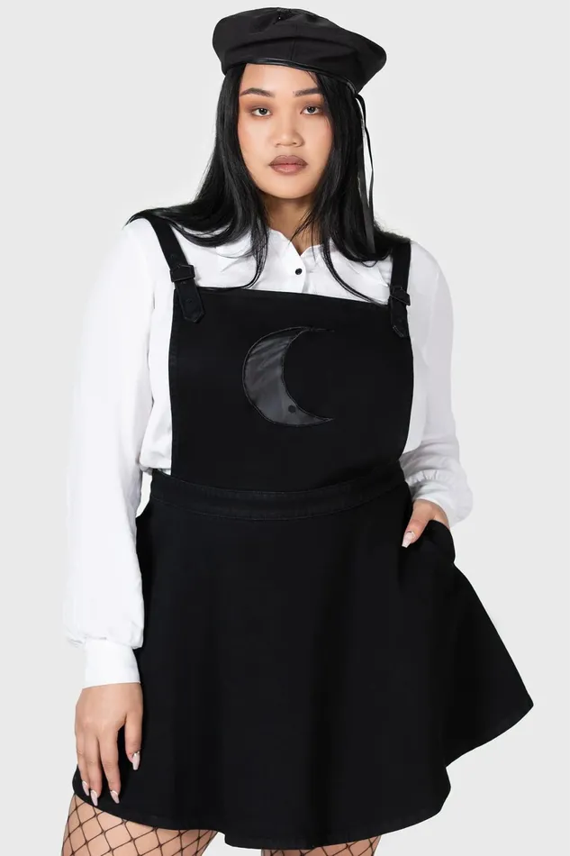 Women Mini Killstar Luna Orb Pinafore Dress