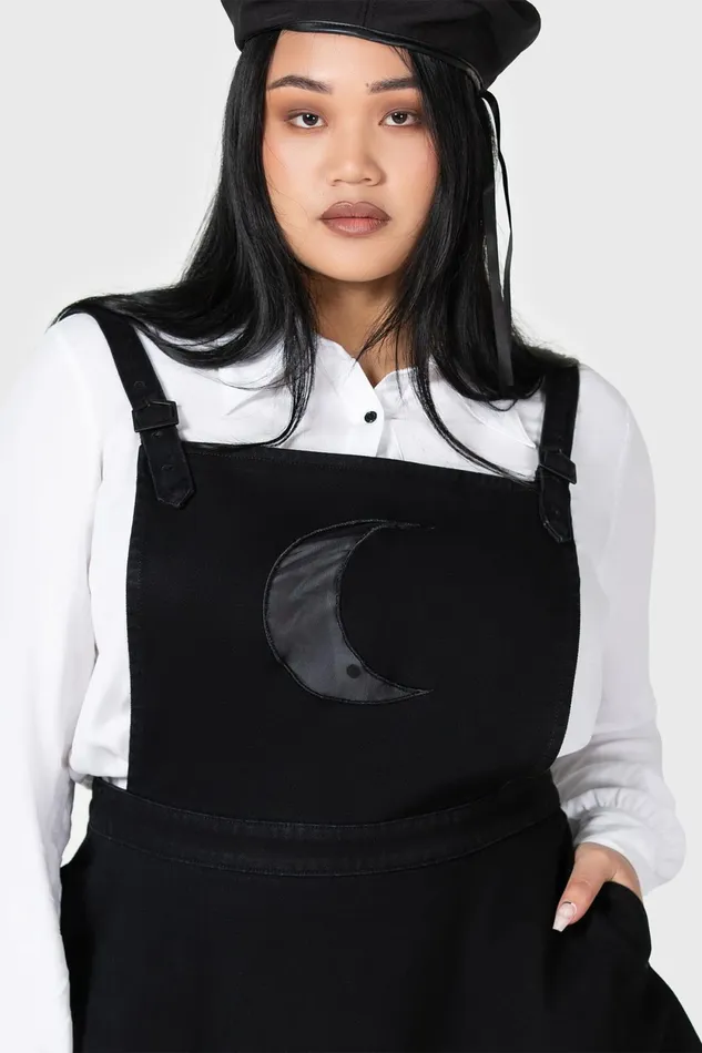 Women Mini Killstar Luna Orb Pinafore Dress