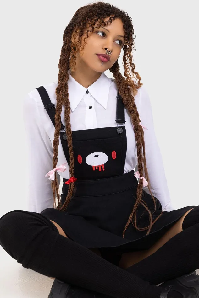 Women Mini Killstar Naughty Grizzly Pinafore Dress