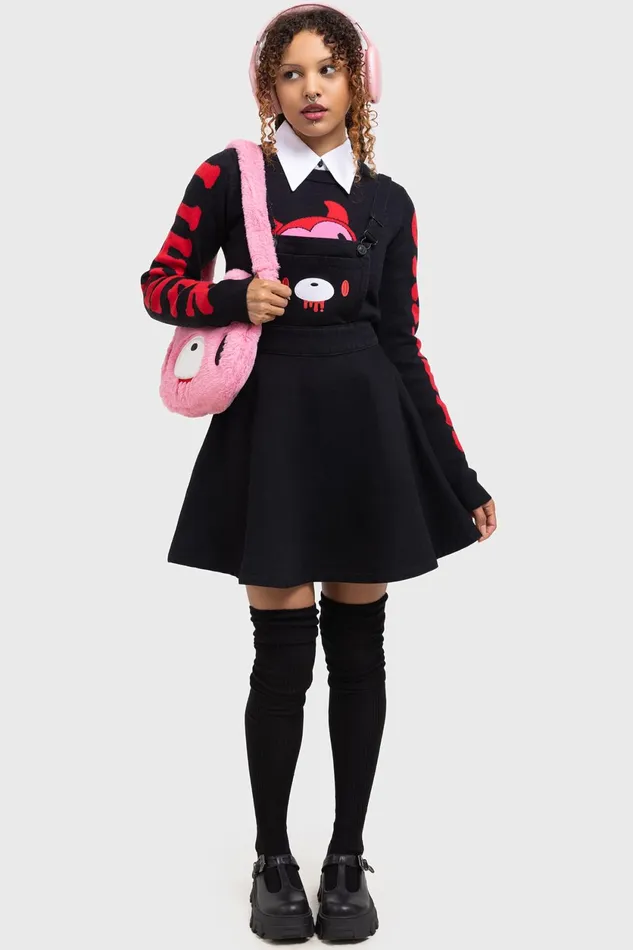 Women Mini Killstar Naughty Grizzly Pinafore Dress