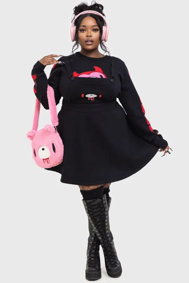 Women Mini Killstar Naughty Grizzly Pinafore Dress