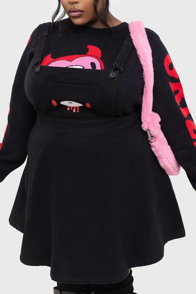 Women Mini Killstar Naughty Grizzly Pinafore Dress