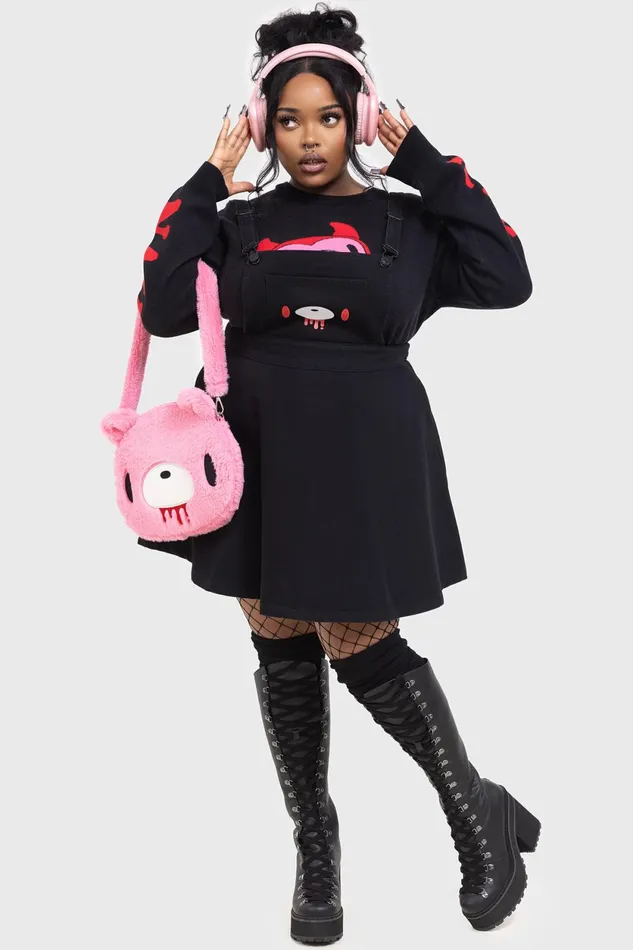 Women Mini Killstar Naughty Grizzly Pinafore Dress