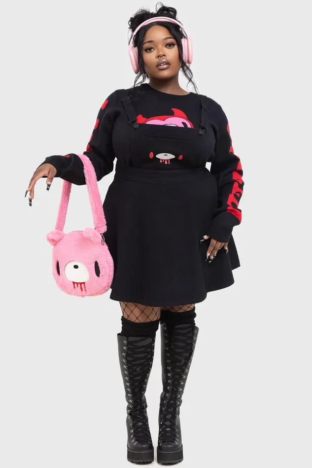 Women Mini Killstar Naughty Grizzly Pinafore Dress
