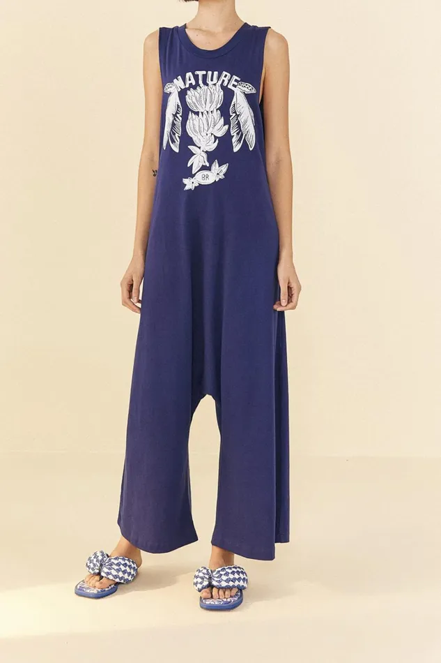 Women Navy Blue Nature Organic Cotton Jumpsuit Navy Blue FARM Rio Jumpsuits