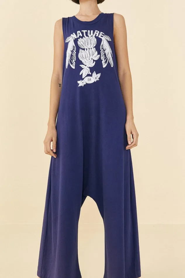 Women Navy Blue Nature Organic Cotton Jumpsuit Navy Blue FARM Rio Jumpsuits