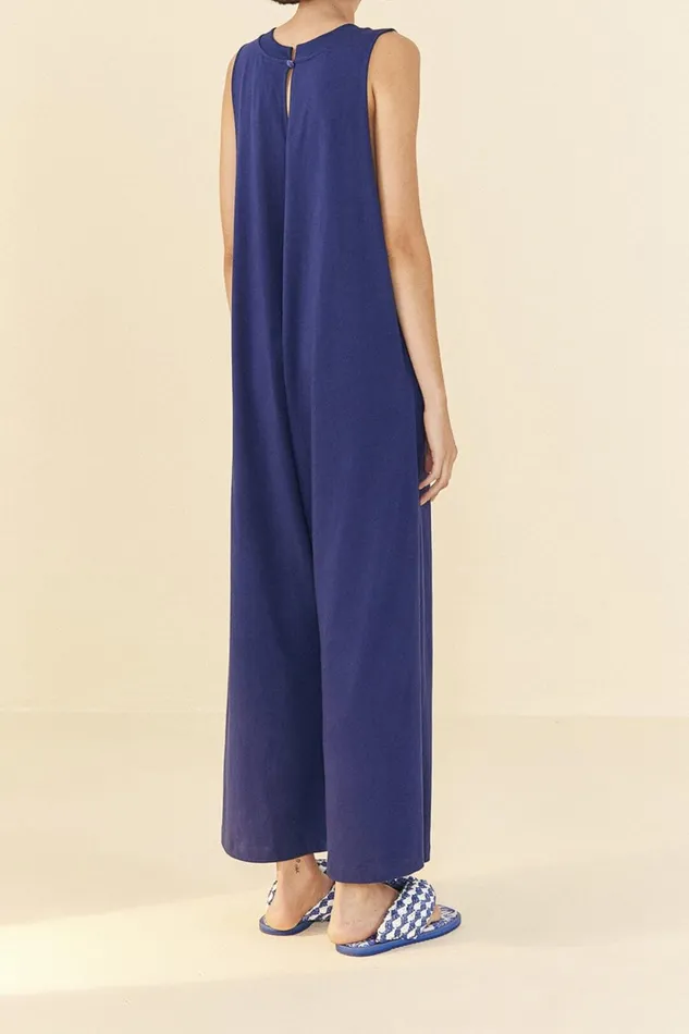 Women Navy Blue Nature Organic Cotton Jumpsuit Navy Blue FARM Rio Jumpsuits