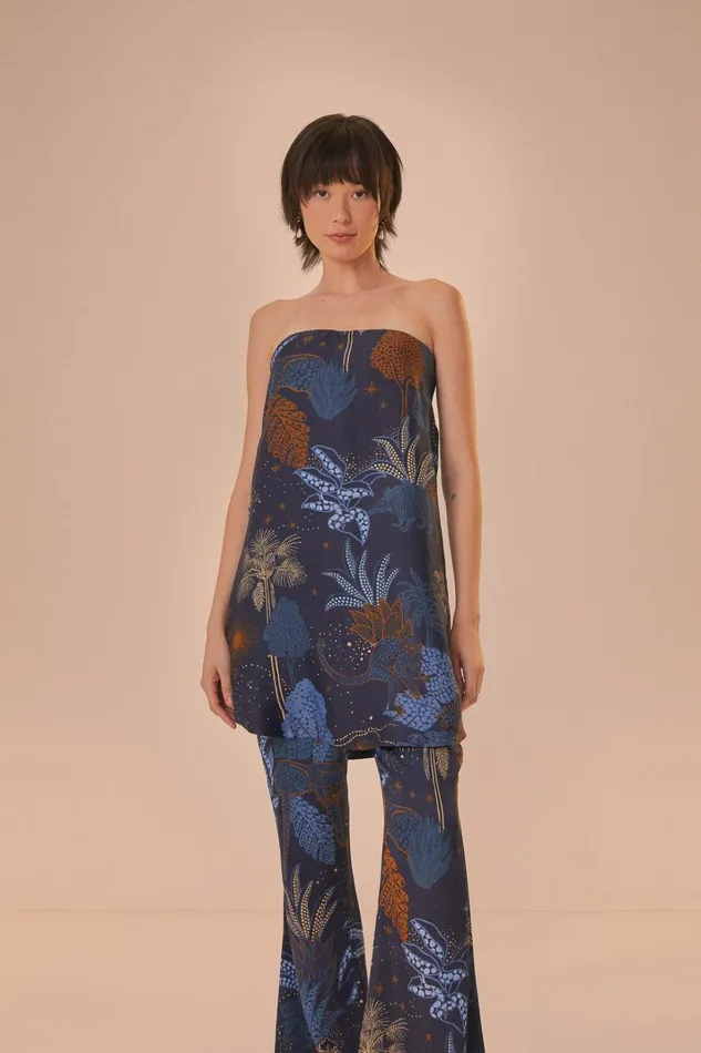 Women Navy Blue Night Jungle Flare Pants Night Jungle Navy Blue FARM Rio Pants