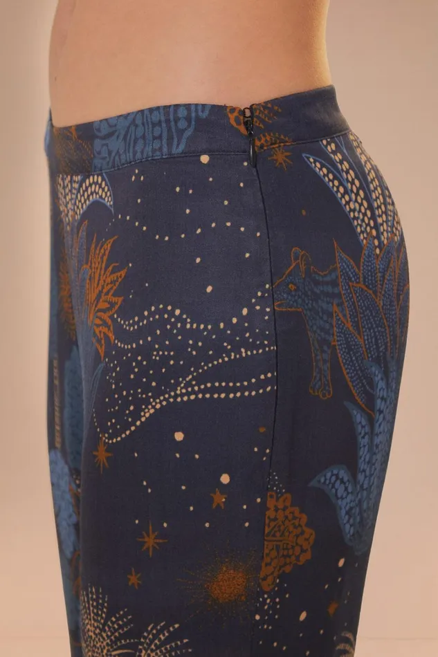 Women Navy Blue Night Jungle Flare Pants Night Jungle Navy Blue FARM Rio Pants